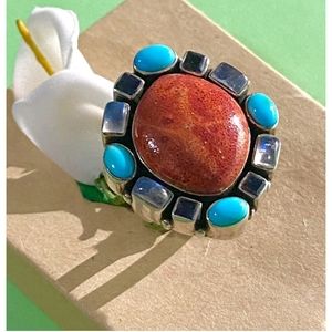 Nicky Butler sterling coral ring, sz 6